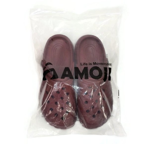 Amoji Unisex Garden Clogs Maroon Slip On Casual Shoes Men's 10 Women's 12 - Picture 2 of 9